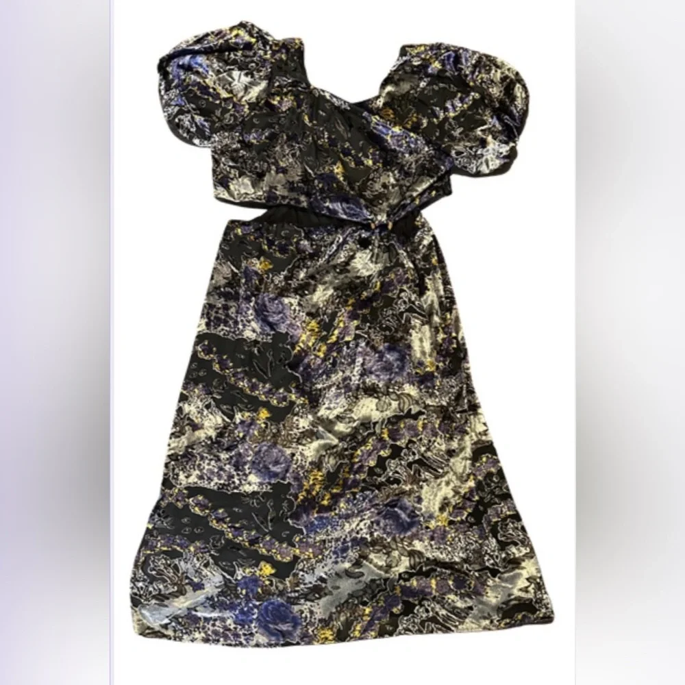 Anthropologie Let Me Be Burnout Velvet Cut Out Maxi Dress, Puff Sleeves, Size 3X